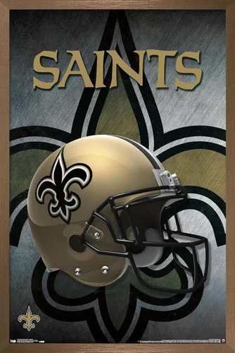 Vista 15 de Trends International NFL New Orleans Saints - Póster de pared con casco 16, 14.725 x 22.375 pulgadas, versión enmarcada de madera de granero