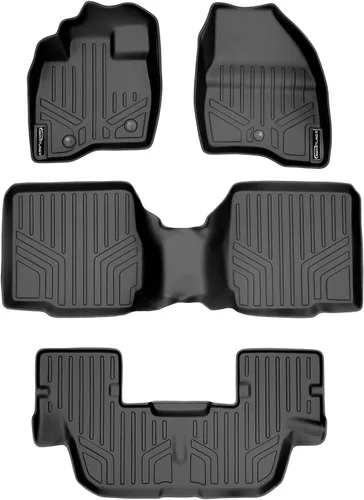 MAXLINER - Juego de alfombrillas negras de 3 filas de ajuste personalizado para todo tipo de clima, compatible con Ford Explorer 2017-2019 (solo se