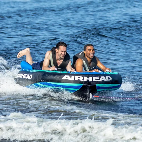 Vista 4 de Airhead G-Force Inflatable Towable Tube 2-4 Rider Models Dual Tow Points Full Nylon Cover Kwik-Connect Patented Speed Valve Boat Tubes