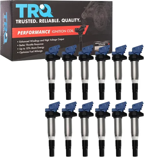 TRQ Juego de bobinas de encendido de 12 piezas epoxi de alta temperatura compatible con BMW 760Li 03-15 04-06 760i 17-19 M760i xDrive 04-19