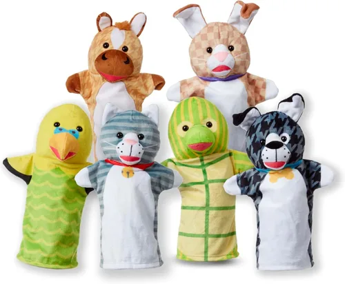 Vista 10 de Melissa & Doug Barn Buddies - Marionetas de mano, juego de 6 (vaca, oveja, caballo, pato, pollo, cerdo)