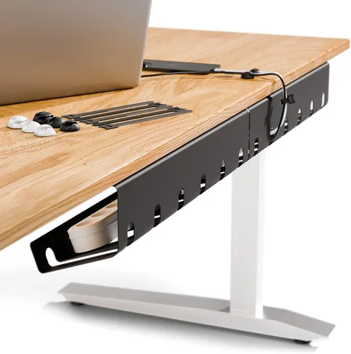 PAMO Organizador de cables debajo del escritorio para un fácil montaje debajo de la mesa I Juego de 2 – con 10 bridas para cables I Organizador de