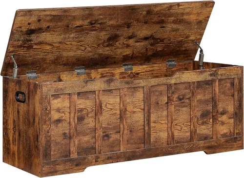 Vista 11 de VANKILEY 51.2" Storage Chest Extra Large,Wooden Storage Bench,Black+Brown