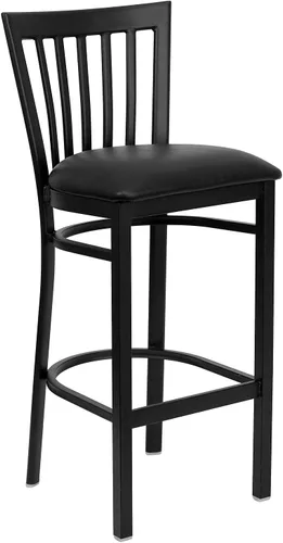 Vista 41 de Flash Furniture HERCULES Series Black School House Back Metal Restaurant Barstool - Asiento de vinilo negro