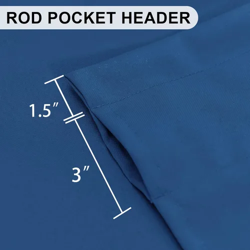 Vista 4 de DWCN Cortinas con Cenefas para Sala de Estar - Cortina de Cenefas Sólida Corta para Cocina, Cenefas para Baño/Sótano con Bolsillo para Barra, 1 Azul