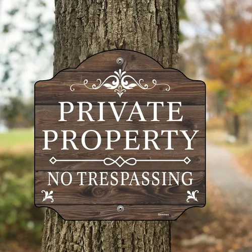 Vista 4 de Cartel grande de propiedad privada No Trespassing (2 unidades), aluminio libre de óxido, reflectante, resistente a la intemperie al aire libre