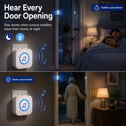 Vista 8 de SanJie Timbre Inalámbrico de Puerta con Sensor, Alarma de Entrada cuando la Puerta se Abre, para Negocios/Hogar/Niños, 5 Niveles de Volumen