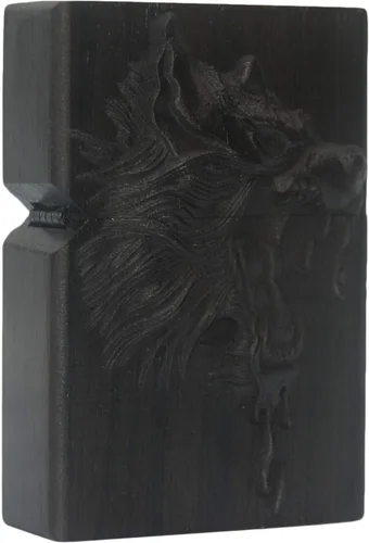 Vista 47 de Caja de carcasa de madera de ébano negro natural tallada para módulo Zippo (Serpiente Cobra)