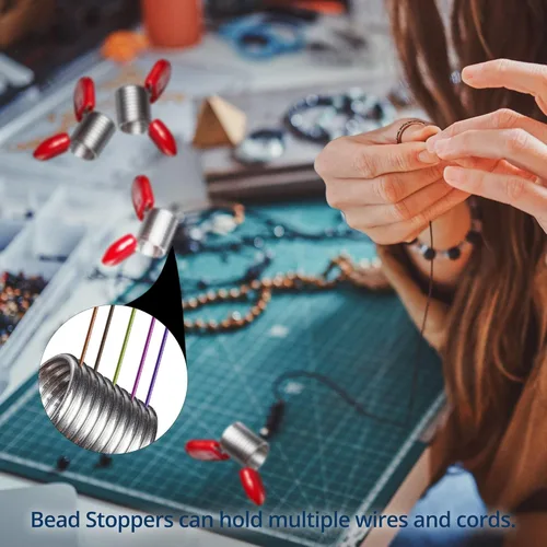 Vista 3 de Soft Flex Tapones de cuentas – Paquete de cuatro con asas rojas – Tope de cuentas para hacer joyas