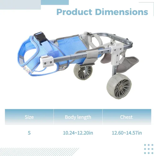 Vista 4 de Adjustable Dog Wheelchair for Back Legs, Lightweight Pet Support Cart, Retractable for Small & Medium Dogs, Ideal Mobility Aid