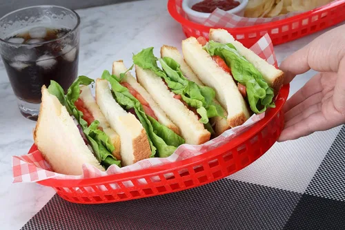 Vista 7 de New Star Foodservice 44065 - Cestas de comida rápida, 10.5 x 7 pulgadas, juego de 12, color rojo