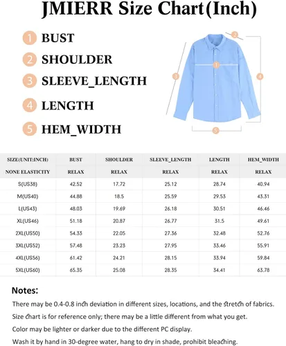 Vista 6 de JMIERR Camisa de vestir de manga larga con botones y lino de algodón para hombre