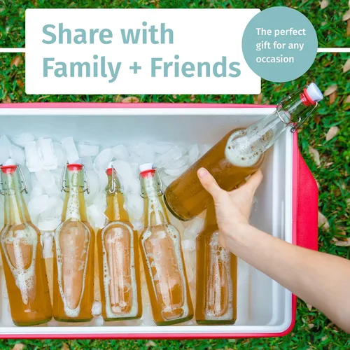 Vista 8 de Otis Classic Botellas de vidrio con tapas, juego de 6 botellas de vidrio transparentes con tapas de cerámica para almacenar kombucha, licor, jarabe