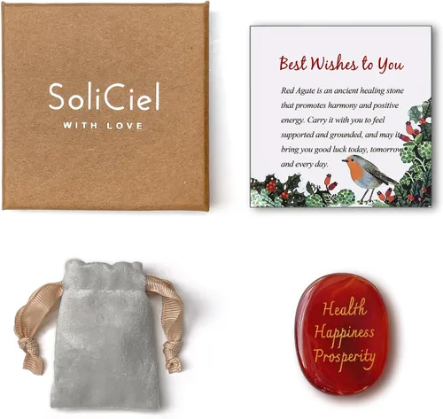 Vista 5 de SOLICIEL Ágata calmante cristal de la suerte regalos de Navidad regalos de año dragón rellenos de calcetines de Navidad