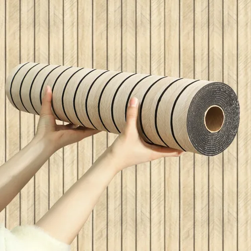 Vista 8 de Chejiaye Panel de pared 3D de grano de madera para despegar y pegar, 15.75 x 118 pulgadas, adhesivo de pared autoadhesivo insonorizado, papel Chapa