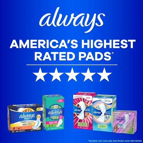 Vista 10 de Always Maxi - Almohadillas femeninas sin alas para mujer, talla 1, absorción regular, sin perfume, 48