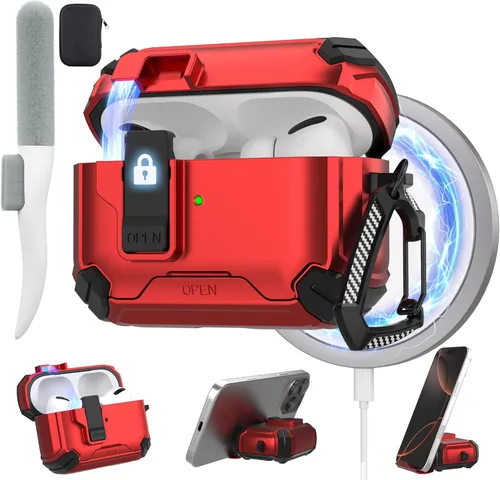 Vista 23 de Maxjoy Funda para AirPods Pro 2 Case 2022, Funda Protectora para AirPods Pro de 2ª Generación con Bloqueo Automático, Compatible con Apple AirPod