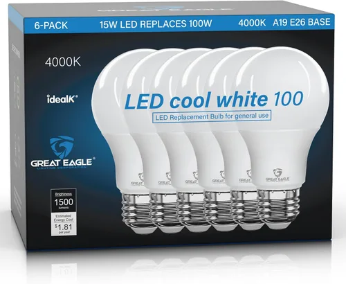 Vista 14 de Great Eagle - Bombillas LED A19 equivalentes a 100 W, certificación UL, bombillas LED blancas cálidas de 2700 K, 15 W no regulables, 1500 lúmenes