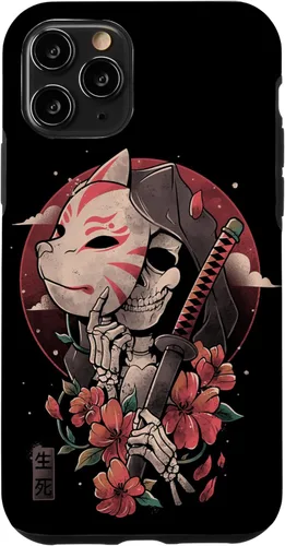 Vista 27 de iPhone 16 Death Messenger Japanese Aesthetics Grim Reaper Kitsune Mask Case
