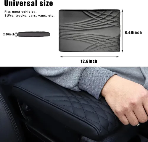 Vista 2 de Ziciner Funda de cuero para consola central de automóvil, almohadilla de protección de cojín de espuma viscoelástica para reposabrazos impermeable
