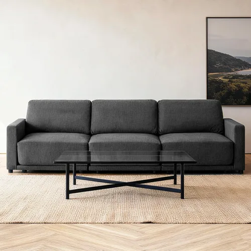Vista 16 de Sofá modular de 79 pulgadas para sala de estar pequeña, sofá moderno en forma de L con otomana, juego de sofá de felpilla de 3 piezas para muebles