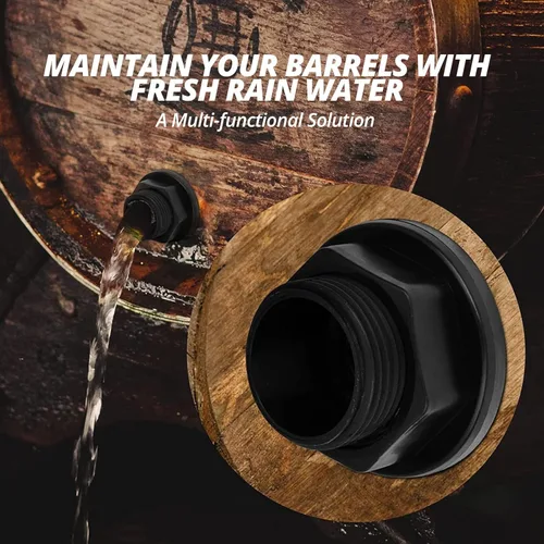 Vista 4 de Conectores de montaje de mamparo de PVC de 2 piezas, macho de 3/4 pulgadas, barril de lluvia para tanque de agua hembra de 1/2 pulgada, kit