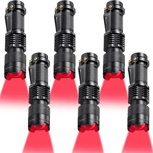 Vista 11 de Honoson Linterna de luz roja LED monomodo antorcha 1 modo escalable lente roja filtro linterna para astronomía nocturna aviación observación playa
