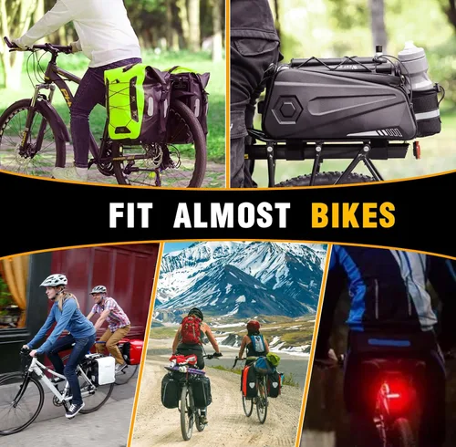Vista 7 de Soporte trasero para bicicleta, soporte de carga para bicicleta, capacidad de 110-135 libras, soporte trasero de bicicleta ajustable universal