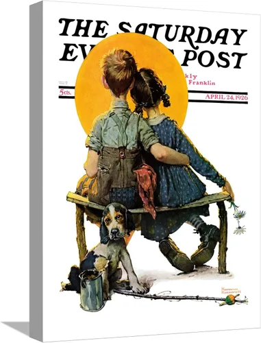 Vista 7 de ART.COM Norman Rockwell - Cubierta para poste de pared con estampado giclée Little Spooners or Sunset Saturday Evening Post, 24 de abril de 1926