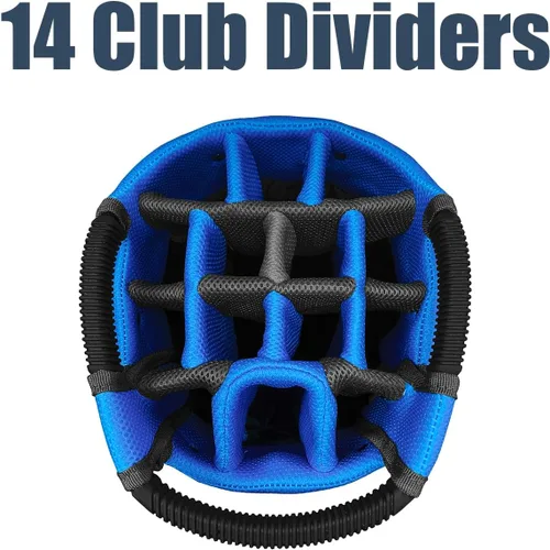 Vista 2 de Bolsa para carrito de golf Bolsa de golf A181 ligera 14 divisores de longitud completa Correas de hombro Múltiples bolsillos