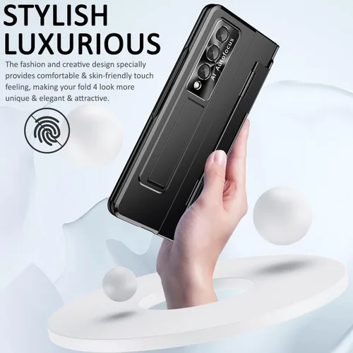 Vista 6 de Miimall Funda compatible con Samsung Galaxy Z Fold 4, Z Fold 4 con protección mejorada de bisagra, película de lente de cámara, protector