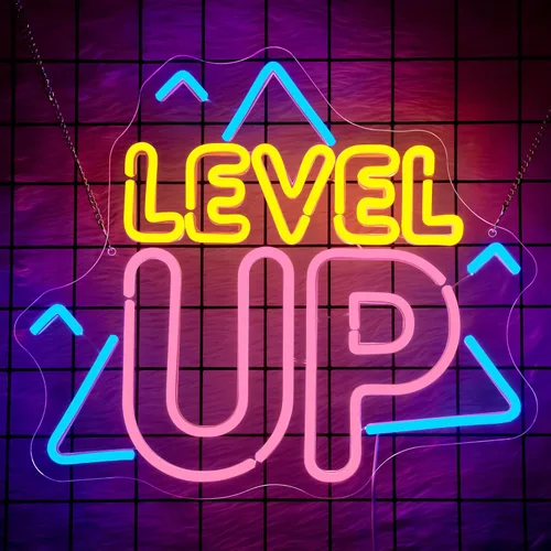 Vista 8 de Decoración de pared para juegos, letrero de neón con teclado para decoración de pared, accesorios de juego, letrero LED regulable con alimentación