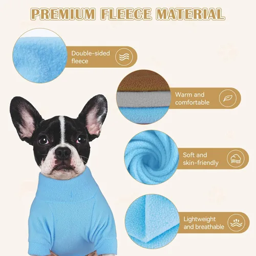 Vista 3 de Pack de 3 suéteres para perros de felpa, ropa para mascotas, cuello alto, suéter suave y cálido para perros pequeños, suéter para cachorros