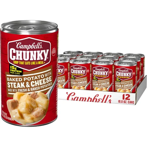 Vista 11 de Campbell's Chunky Sopa de papa al horno con bistec y queso, lata de 18.8 onzas