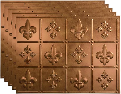 Vista 9 de FASÄDE Fleur-de-lis - Panel decorativo de vinilo decorativo para salpicaduras de 18 x 24 pulgadas en cobre piedra lunar (paquete de 5)