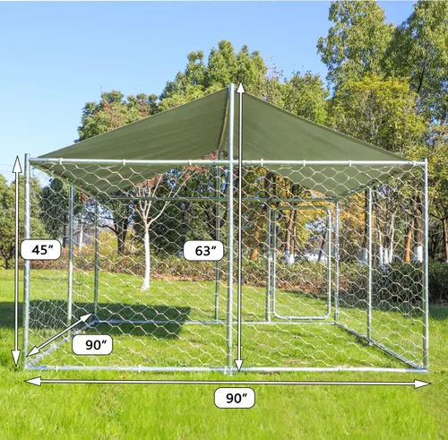 Vista 2 de LEISU Jaula de perro resistente al aire libre para mascotas, casa de alambre con cubierta resistente al agua para patio trasero o delantero