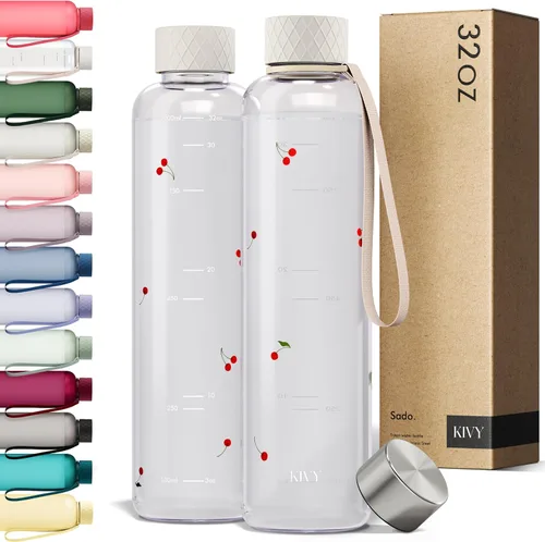 Vista 69 de KIVY Botella de agua delgada de 22 onzas [ligera e inastillable] – Botella de agua reutilizable de Tritan – Botella a prueba de fugas para mujeres