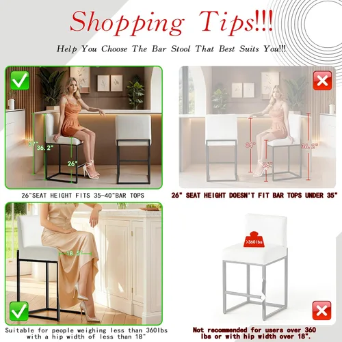 Vista 3 de Taburetes de bar de altura de mostrador, juego de taburetes de bar de piel sintética de 3,26 pulgadas, taburetes de cocina modernos con respaldos