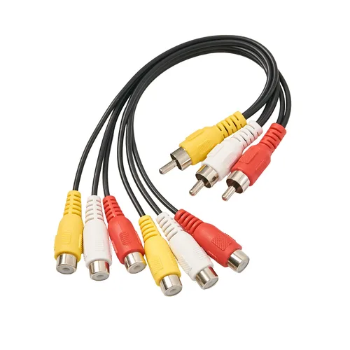 Vista 2 de QDiShi Cable divisor RCA, cable AV 3 RCA hembra a 6 RCA macho enchufe y adaptador de audio y video, 11.8 in/11.8 pulgadas