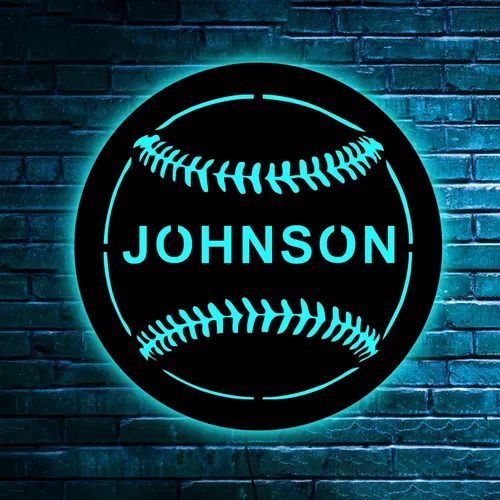 Letrero de béisbol personalizado, letrero de nombre de béisbol personalizado, letrero LED de béisbol, luces de béisbol, letrero de neón de béisbol