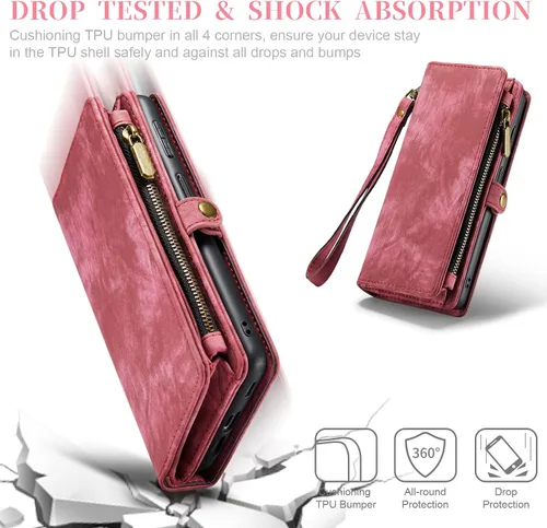 Vista 7 de Asuwish Funda de teléfono para Samsung Galaxy A14 5G con cremallera, funda desmontable con protector de pantalla de vidrio templado y soporte