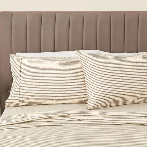 Vista 26 de Juego de sábanas de microfibra con rayas de 3 piezas tamaño individual - Sábanas y fundas de almohada de ropa de cama ultra suaves y cepilladas