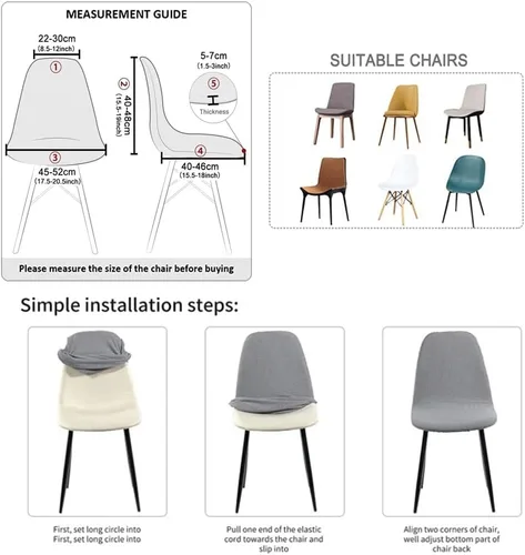 Vista 2 de Fundas elásticas para silla de terciopelo modernas de mediados de siglo, fundas para sillas sin brazos, para cocina, comedor, sala de estar