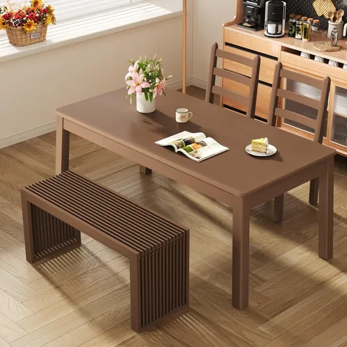 Vista 11 de Banco de comedor de bambú, banco de mesa de cocina de 35 pulgadas, decoración de casa de campo, banco de zapatos de entrada, banco al aire libre