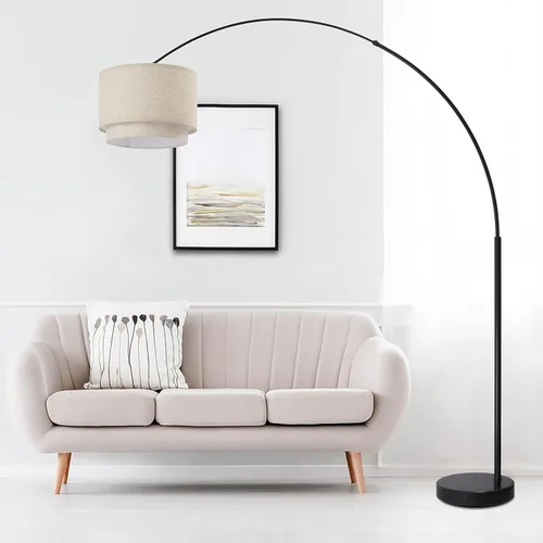 Vista 11 de SH Lighting - Lámpara de pie de arco ajustable de acero con base de mármol