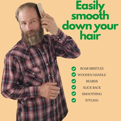 Vista 3 de Cepillo para barba de cerdas de jabalí, para hombres, de GranNaturals