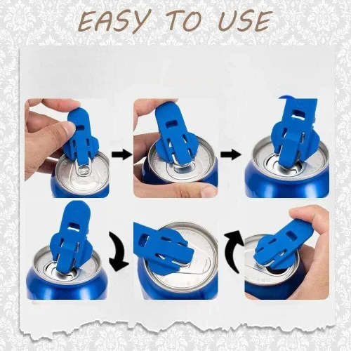 Vista 3 de Juego surtido de cubiertas para latas de soda y abridor de pestañas (paquete de 6) - Cubiertas de plástico para latas para abrir y mantener