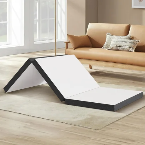 Colchón plegable de memoria de gel, cubrecolchón portátil CertiPUR-US, colchón de tres pliegues con funda lavable, colchón de espuma plegable de