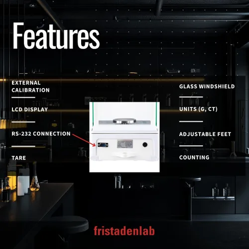 Vista 5 de Fristaden Lab Balanza analítica 7.41 oz x 0,1 mg (0.00 oz) Certificado de calibración Balanza de laboratorio profesional Compañía USA