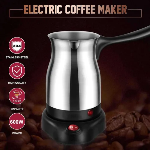 Vista 2 de Jectse Jectsemwotz5a9vs - Cafetera turca de acero inoxidable de 20.3 fl oz, cafetera eléctrica con mango largo, cafetera turca para viajes en casa